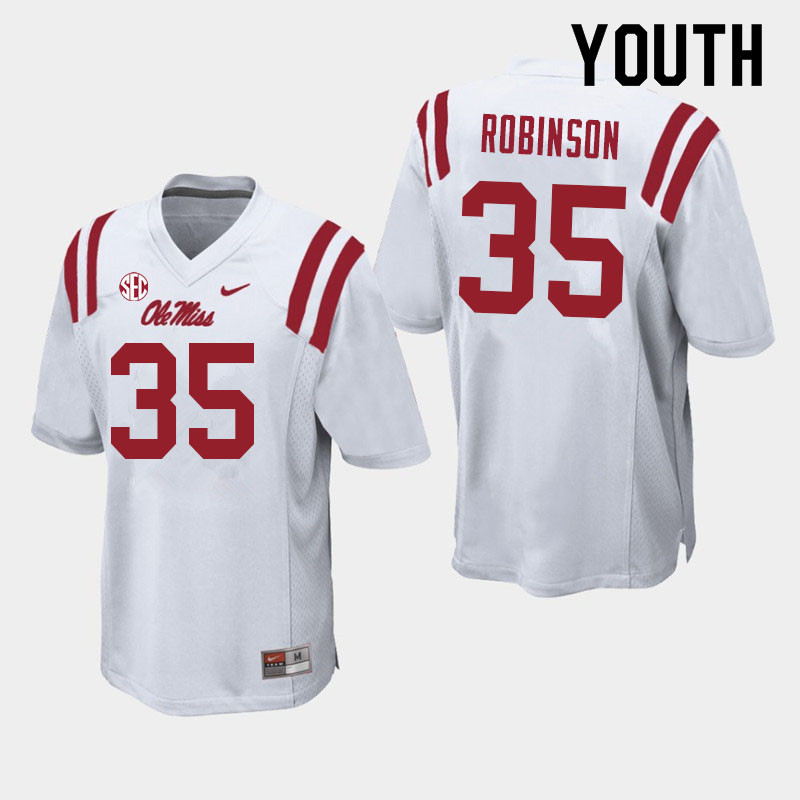 Mark Robinson Ole Miss Rebels NCAA Youth White #35 Stitched Limited College Football Jersey HRM4158PN
